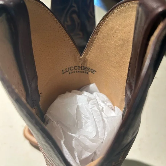Brown Lucchese Leather Cowboy Boots - Picture 5 of 9